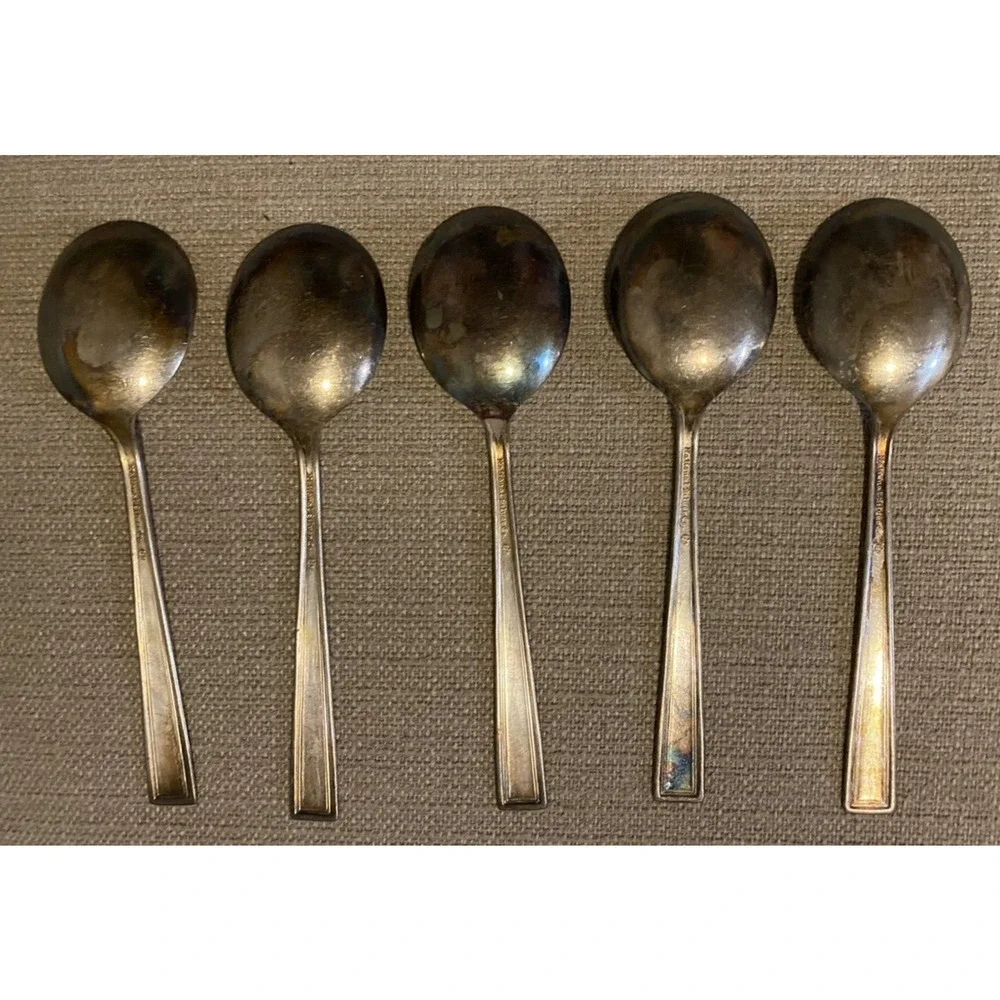 Vtg National Silver Co Silverware King Edward Cavalcade 22 Pc Set Antique